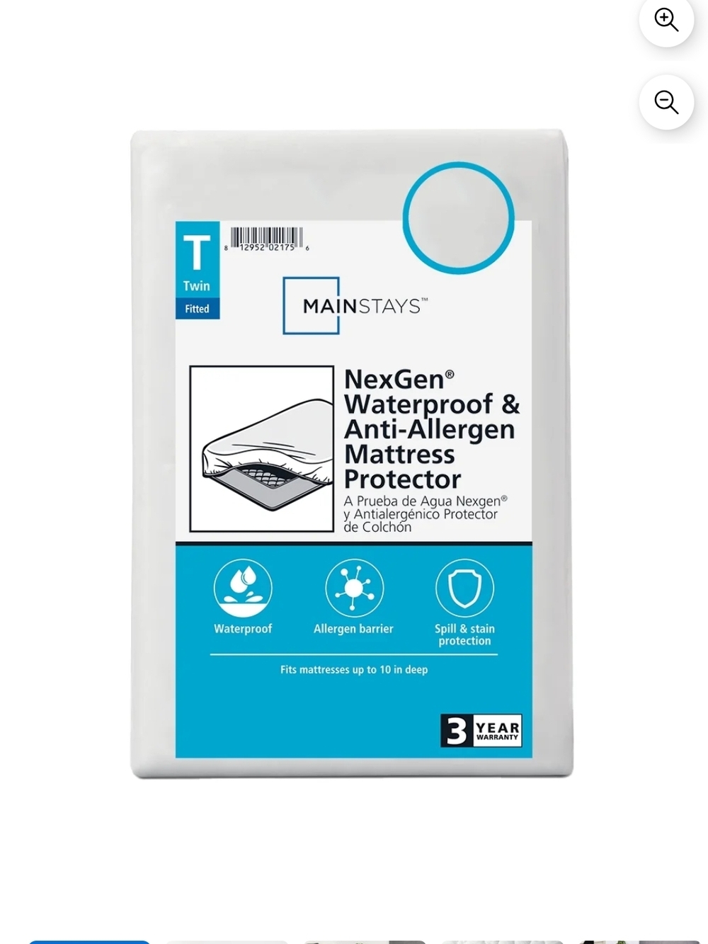 Mainstays Mattress Protector in White with Teal Accents